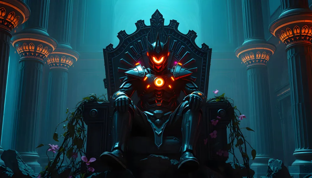 Ministre Cyberpunk représentant de Monark, marque de vêtements streetwear premium en éditions limitées et précommandes d'inspirations art déco, cyberpunk et asiatique.